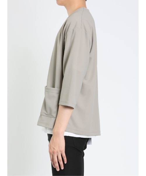 m.f.editorial(エムエフエディトリアル)の「アンサンブル 2枚 セット メンズ 着流し カーディガン & 半袖 Tシャツ カウラ/Kaule (カーディガン/ボレロ・メンズ・ベージュ/ライトグレー/ブルー系その他/グレー系その他2・X-LARGE/LARGE/MEDIUM)」の10枚目の写真