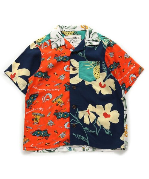 BREEZE（ブリーズ）の「【セットアップ対応】5柄アロハシャツ（シャツ/ブラウス・キッズ・ターコイズブルー/ネイビー/レインボー/オレンジ/オフホワイト・100/130/140/110/90/120/80）」の12枚目の写真