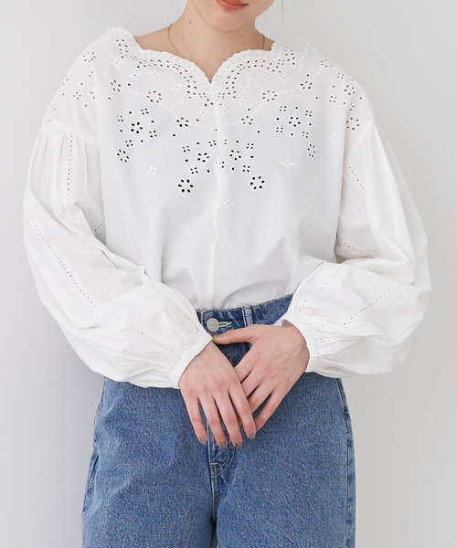 セール】アイレット刺繍スカラップブラウス（シャツ/ブラウス