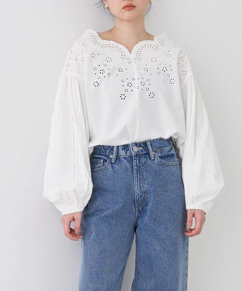 セール】アイレット刺繍スカラップブラウス（シャツ/ブラウス