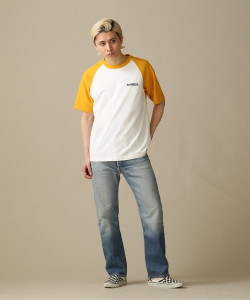 AVIREX（アヴィレックス）の「ウェストコースト メニューデザイン 半袖 ラグラン Tシャツ / WESTCOAST MENU DESIGN RAGLAN T-SHIRT /  アヴィレックス / AVIREXＷＥＳＴ　ＣＯＡＳＴ　ＳＳ　ＢＢ　ＴＥＥ　ＭＥＮＵ（Tシャツ/カットソー・メンズ・ブラック/ネイビー/ゴールド・M/L/2XL/XL）」の11枚目の写真