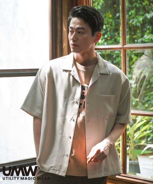 BAYFLOW(ベイフロー)の「〈セットアップ可〉UMW オープンカラー半袖シャツ【吸水速乾・UVケア】(シャツ/ブラウス・メンズ・ブラック/アイボリー/カーキ/ライトブルー/グレー/ネイビー・SMALL/MEDIUM/LARGE)」の4枚目の写真