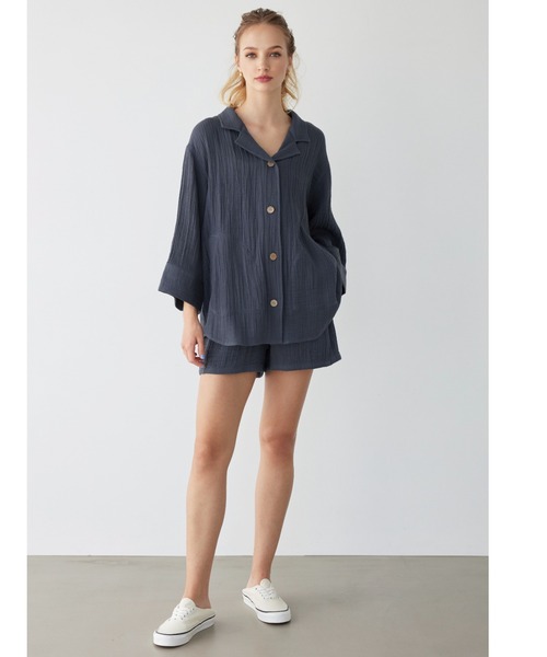 ALEXIA STAM（アリシアスタン）の「Cozy Cotton Gauze Shorts /コットンガーゼショートパンツ（その他パンツ・レディース・チャコールグレー/ホワイト・S/M）」の17枚目の写真