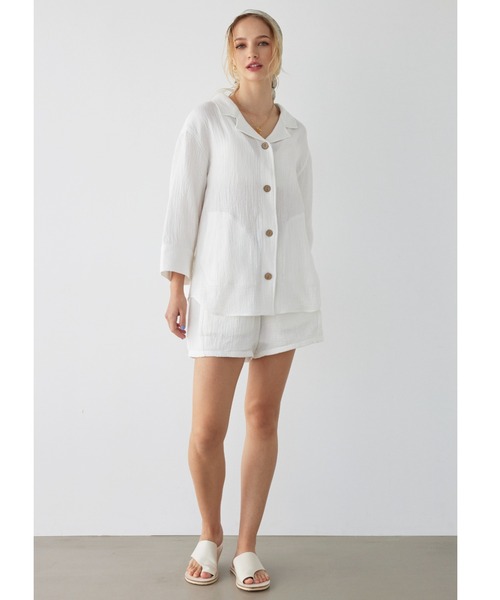 ALEXIA STAM（アリシアスタン）の「Cozy Cotton Gauze Shorts /コットンガーゼショートパンツ（その他パンツ・レディース・チャコールグレー/ホワイト・S/M）」の15枚目の写真