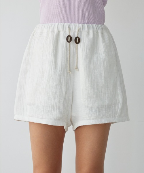 ALEXIA STAM（アリシアスタン）の「Cozy Cotton Gauze Shorts /コットンガーゼショートパンツ（その他パンツ・レディース・チャコールグレー/ホワイト・S/M）」の3枚目の写真