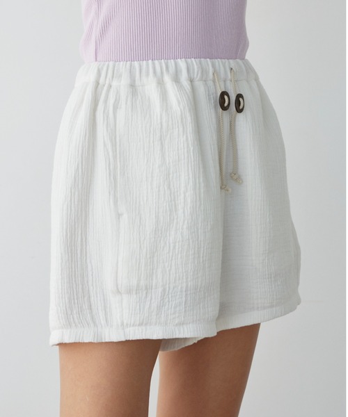 ALEXIA STAM（アリシアスタン）の「Cozy Cotton Gauze Shorts /コットンガーゼショートパンツ（その他パンツ・レディース・チャコールグレー/ホワイト・S/M）」の6枚目の写真