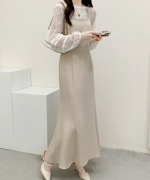 ABITOKYO(アビトーキョー)の「無地&ギンガムチェック マーメイドキャミワンピース(ワンピース・レディース・ブラック/ベージュ/ライトグリーン/ブラック系その他/グリーン系その他・S/M)」の3枚目の写真