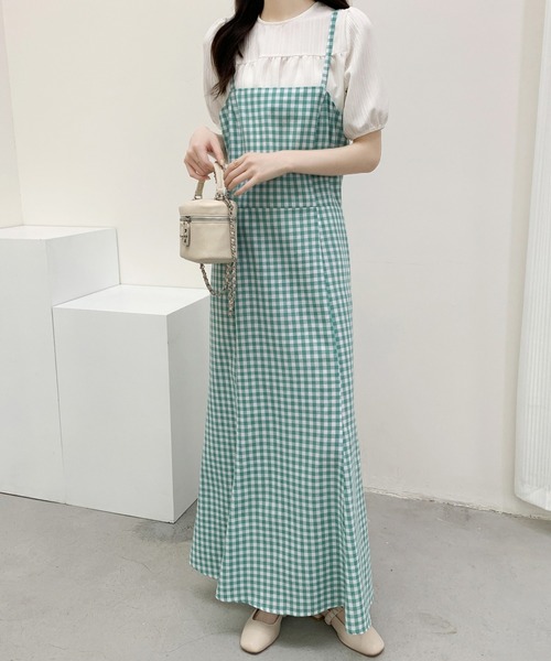 ABITOKYO(アビトーキョー)の「無地&ギンガムチェック マーメイドキャミワンピース(ワンピース・レディース・ブラック/ベージュ/ライトグリーン/ブラック系その他/グリーン系その他・S/M)」の9枚目の写真