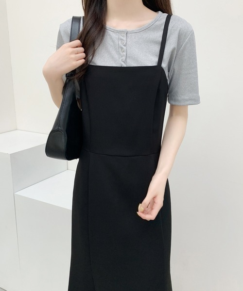 ABITOKYO(アビトーキョー)の「無地&ギンガムチェック マーメイドキャミワンピース(ワンピース・レディース・ブラック/ベージュ/ライトグリーン/ブラック系その他/グリーン系その他・S/M)」の6枚目の写真