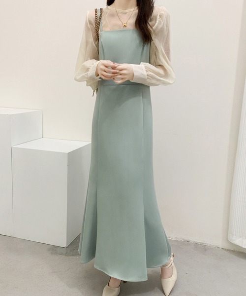 ABITOKYO(アビトーキョー)の「無地&ギンガムチェック マーメイドキャミワンピース(ワンピース・レディース・ブラック/ベージュ/ライトグリーン/ブラック系その他/グリーン系その他・S/M)」の21枚目の写真