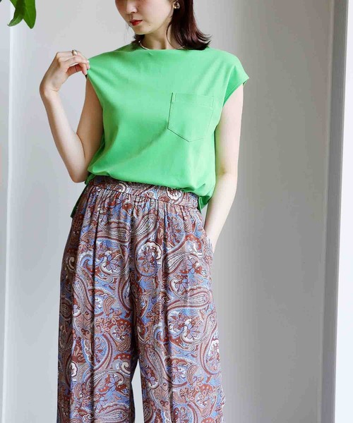 Jines(ジネス)の「ポケットTシャツ ★プレミアムスムースカットソー(Tシャツ/カットソー・レディース・オフホワイト/ブラック/グリーン/チャコールグレー・38)」の1枚目の写真