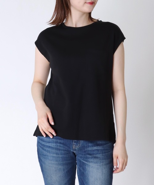 Jines(ジネス)の「ポケットTシャツ ★プレミアムスムースカットソー(Tシャツ/カットソー・レディース・オフホワイト/ブラック/グリーン/チャコールグレー・38)」の3枚目の写真