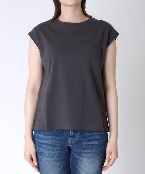 Jines(ジネス)の「ポケットTシャツ ★プレミアムスムースカットソー(Tシャツ/カットソー・レディース・オフホワイト/ブラック/グリーン/チャコールグレー・38)」の20枚目の写真