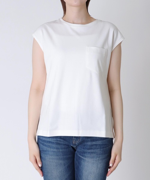 Jines(ジネス)の「ポケットTシャツ ★プレミアムスムースカットソー(Tシャツ/カットソー・レディース・オフホワイト/ブラック/グリーン/チャコールグレー・38)」の17枚目の写真