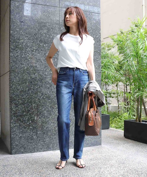 Jines(ジネス)の「ポケットTシャツ ★プレミアムスムースカットソー(Tシャツ/カットソー・レディース・オフホワイト/ブラック/グリーン/チャコールグレー・38)」の21枚目の写真