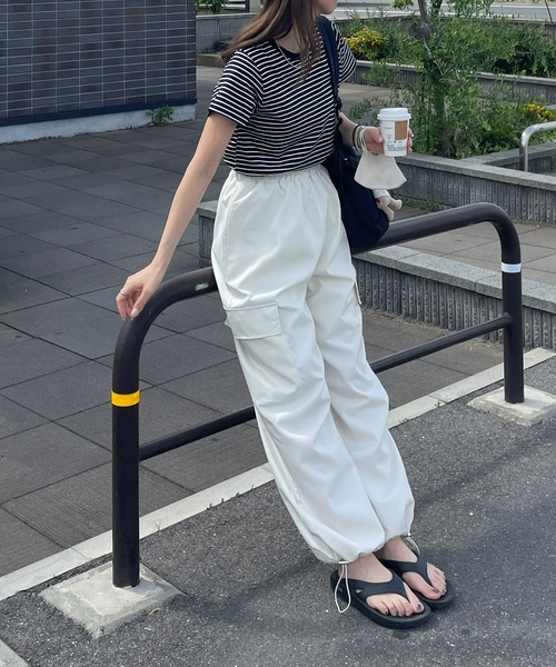 LE MORE（リモア）の「シンプルコンパクトボーダーTシャツ（Tシャツ/カットソー・レディース・オリーブ/ブラック/アイボリー・FREE）」の17枚目の写真