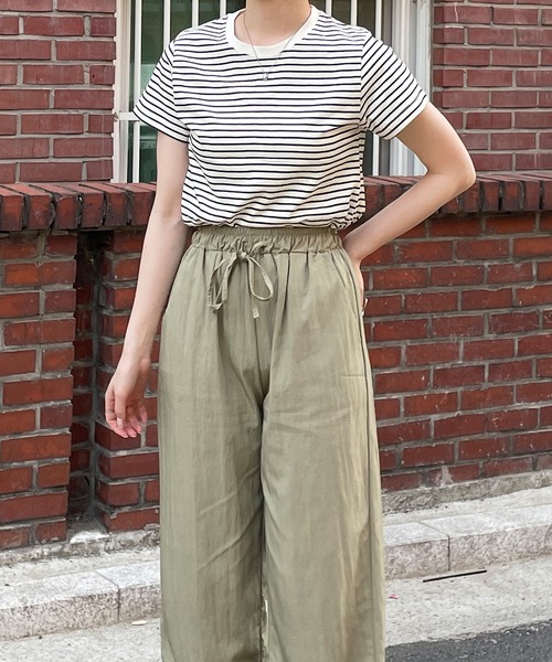 LE MORE（リモア）の「シンプルコンパクトボーダーTシャツ（Tシャツ/カットソー・レディース・オリーブ/ブラック/アイボリー・FREE）」の21枚目の写真