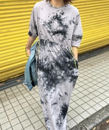 mi via loca | タイダイ配色ドロストギャザーロングワンピース(ワンピース)