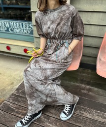 mi via loca | タイダイ配色ドロストギャザーロングワンピース(ワンピース)