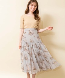 Noela ノエラ スカート 花柄 ミモレ丈 春服 Noela（ノエラ）の「単色花柄スカート（スカート）」 - WEAR