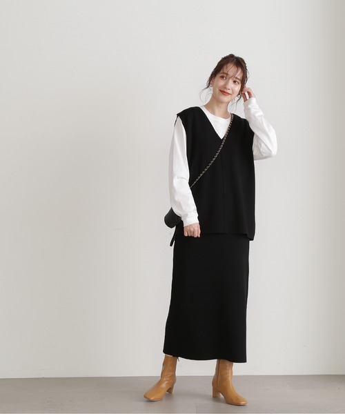 N.（N. Natural Beauty Basic）（エヌエヌナチュラルビューティーベーシック）の「◆ウォッシャブルポケットニットタイトスカート（スカート・レディース・ベージュ/グレー/ブラック・MEDIUM）」の4枚目の写真