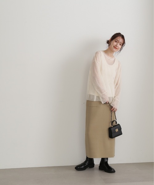 N.（N. Natural Beauty Basic）（エヌエヌナチュラルビューティーベーシック）の「◆ウォッシャブルポケットニットタイトスカート（スカート・レディース・ベージュ/グレー/ブラック・MEDIUM）」の5枚目の写真