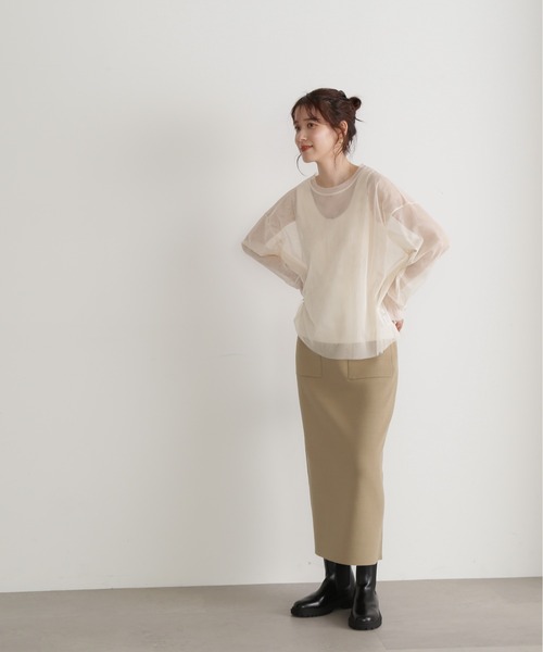 N.（N. Natural Beauty Basic）（エヌエヌナチュラルビューティーベーシック）の「◆ウォッシャブルポケットニットタイトスカート（スカート・レディース・ベージュ/グレー/ブラック・MEDIUM）」の9枚目の写真