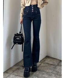 EMODA | フロントタックフレアハイウエストパギンス(デニムパンツ)