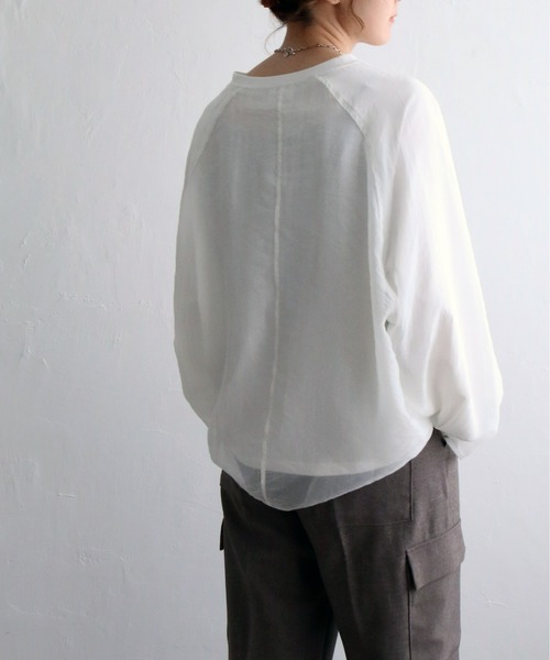 notch.(ノッチ)の「オーガンジー長袖Tブラウス(シャツ/ブラウス・レディース・ブラック/ベージュ/オフホワイト/ブラウン・M)」の8枚目の写真