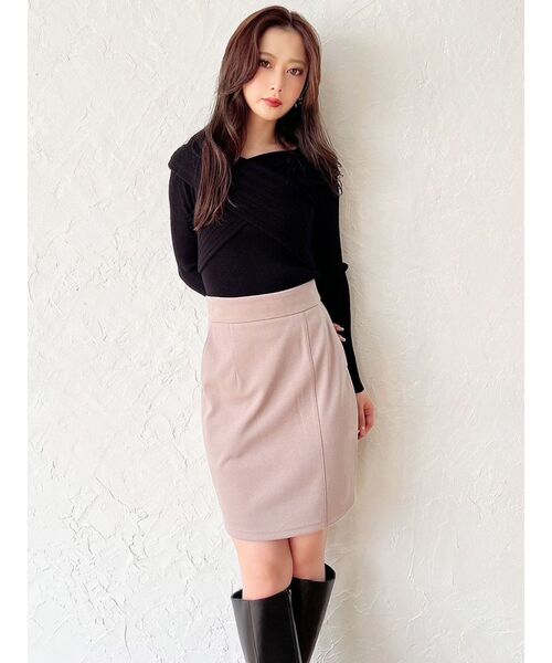 RESEXXY（リゼクシー）の「ランダムリブクロスニットトップス（ニット/セーター・レディース・ベージュ/ホワイト/ブラック/ブルー・FREE）」の14枚目の写真