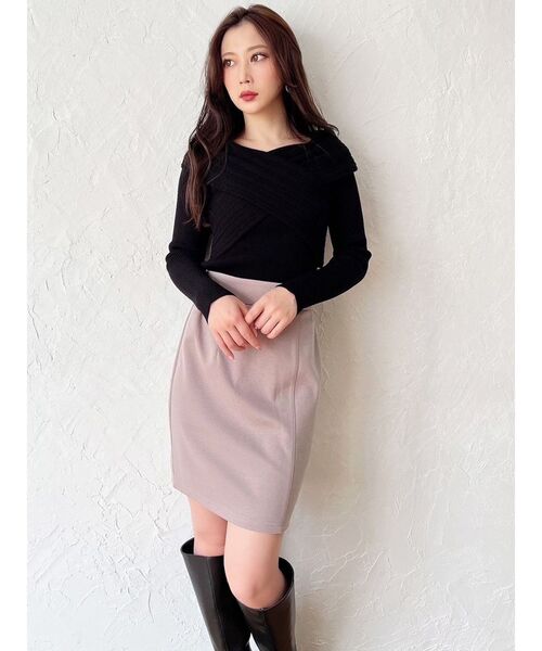 RESEXXY（リゼクシー）の「ランダムリブクロスニットトップス（ニット/セーター・レディース・ベージュ/ホワイト/ブラック/ブルー・FREE）」の15枚目の写真