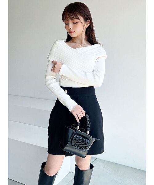 RESEXXY（リゼクシー）の「ランダムリブクロスニットトップス（ニット/セーター・レディース・ベージュ/ホワイト/ブラック/ブルー・FREE）」の21枚目の写真