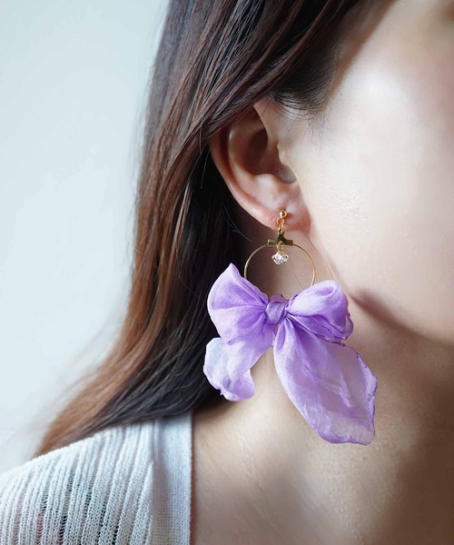 リボン型 ピアス フェミニンな耳元 ピンク ゴールド 凛 RIN ボディピアス 桜 2連チェーン 16G 軟骨 かわいい サクラ