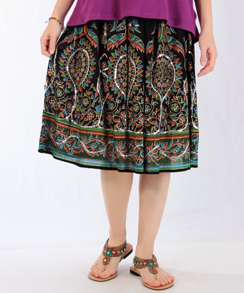 チャイハネ（チャイハネ）の「【チャイハネ】スパンコール刺繍パハージャミニスカート（スカート・レディース・ブルー/イエロー/ピンク/ホワイト/ブラック・FREE）」の3枚目の写真