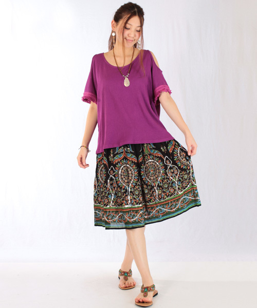 チャイハネ（チャイハネ）の「【チャイハネ】スパンコール刺繍パハージャミニスカート（スカート・レディース・ブルー/イエロー/ピンク/ホワイト/ブラック・FREE）」の20枚目の写真