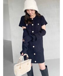 MERCURYDUO | 2WAYアームウォーマー付きミニニットワンピース(ワンピース)