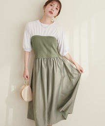 natural couture | ニットカットコンビワンピース(ワンピース)