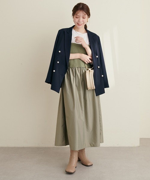 natural couture（ナチュラルクチュール）の「ニットカットコンビワンピース（ワンピース・レディース・ブラック/カーキ/モカ/ストライプ・FREE）」の21枚目の写真