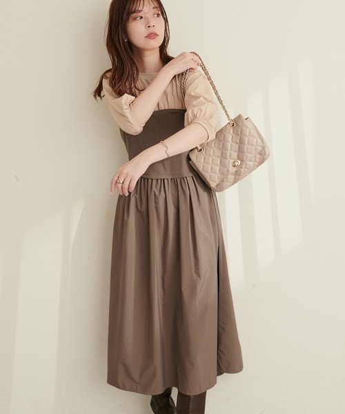 natural couture（ナチュラルクチュール）の「ニットカットコンビワンピース（ワンピース・レディース・ブラック/カーキ/モカ/ストライプ・FREE）」の19枚目の写真