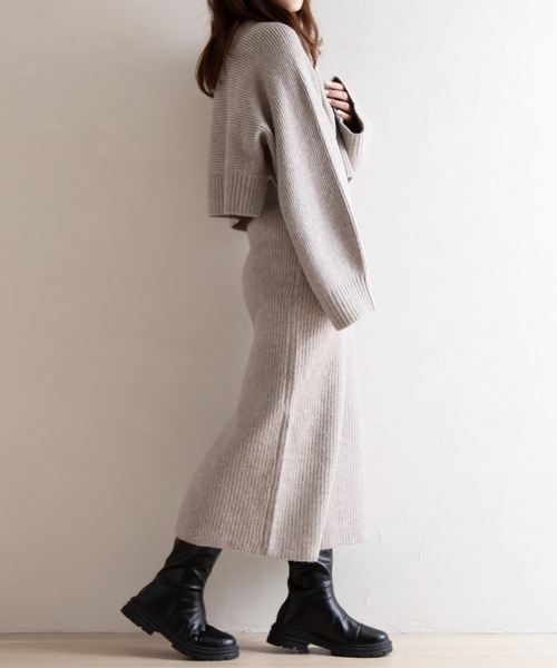 attiree(アティレー)の「【SET ITEM】ショート丈ニット タイトスカート(ワンピース・レディース・ベージュ/グレー/ピンク/アイボリー・SMALL/MEDIUM/LARGE)」の18枚目の写真