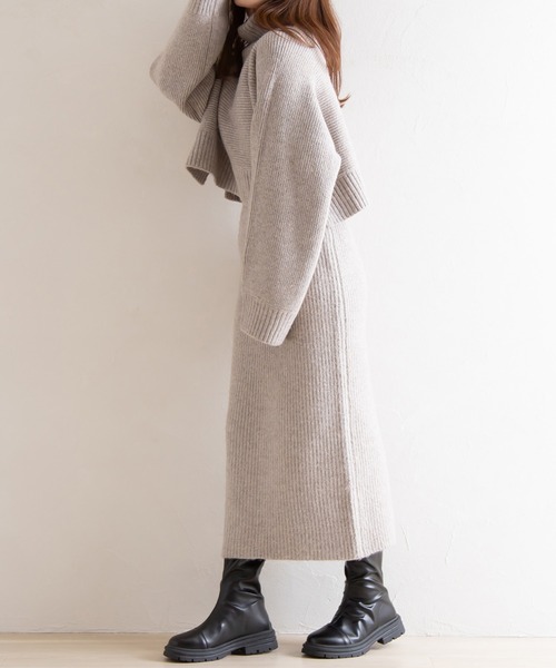 attiree(アティレー)の「【SET ITEM】ショート丈ニット タイトスカート(ワンピース・レディース・ベージュ/グレー/ピンク/アイボリー・SMALL/MEDIUM/LARGE)」の17枚目の写真