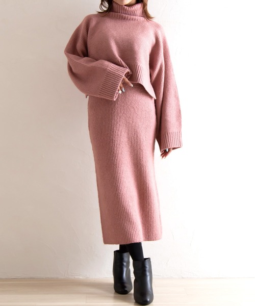 attiree(アティレー)の「【SET ITEM】ショート丈ニット タイトスカート(ワンピース・レディース・ベージュ/グレー/ピンク/アイボリー・SMALL/MEDIUM/LARGE)」の10枚目の写真