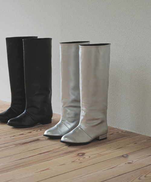 bohmal(ボマール)の「ワイドシャフトストレートロングブーツ(ブーツ・レディース・ブラック/シルバー・23.0cm/23.5cm/24.0cm/24.5cm)」の22枚目の写真