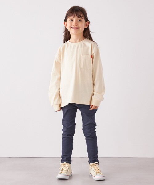 UNIVERSAL OVERALL（ユニバーサルオーバーオール）の「UNIVERSAL OVERALL: ベーシック ロゴ バックプリント ロンT <KIDS>◇（Tシャツ/カットソー・キッズ・ナチュラル/グレー・110/150/130）」の3枚目の写真