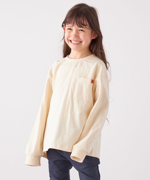 UNIVERSAL OVERALL（ユニバーサルオーバーオール）の「UNIVERSAL OVERALL: ベーシック ロゴ バックプリント ロンT <KIDS>◇（Tシャツ/カットソー・キッズ・ナチュラル/グレー・110/150/130）」の7枚目の写真