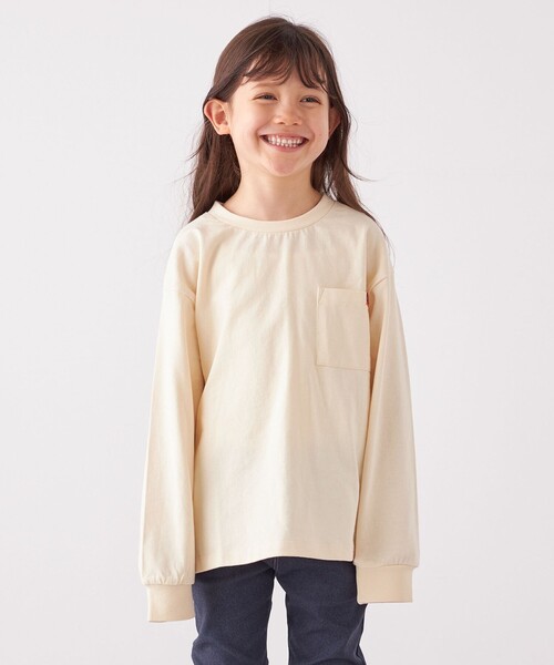 UNIVERSAL OVERALL（ユニバーサルオーバーオール）の「UNIVERSAL OVERALL: ベーシック ロゴ バックプリント ロンT <KIDS>◇（Tシャツ/カットソー・キッズ・ナチュラル/グレー・110/150/130）」の8枚目の写真