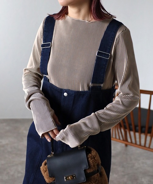 ap retro（アプレトロ）の「プリーツメロウロンTee / サムホールデザイン（Tシャツ/カットソー・レディース・アイボリー/ブラック/ブルー/ベージュ・FREE）」の3枚目の写真