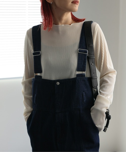 ap retro（アプレトロ）の「プリーツメロウロンTee / サムホールデザイン（Tシャツ/カットソー・レディース・アイボリー/ブラック/ブルー/ベージュ・FREE）」の7枚目の写真