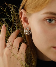 ビジューチェーンフープピアス