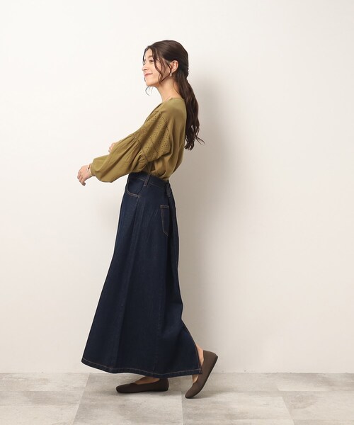 DRESKIP(ドレスキップ)の「◆【ぽわん袖で二の腕カバー】 刺繍デザイン切り替えトップス(Tシャツ/カットソー・レディース・ブラック/グリーン/こしょう色系/ライトベージュ・03/02/04)」の12枚目の写真